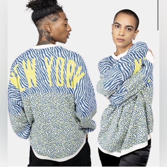 Spirit Jersey NEW YORK JACQUARD SWEATER KNIT  NWT $148 Sz L Streetwear​​​​ - Picture 1 of 5